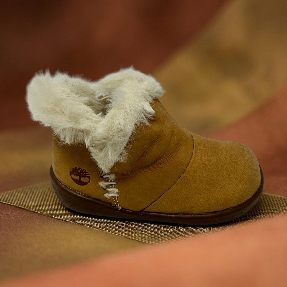 Timberland Tree Sprout Bootie Wheat Nubuck Faux Fur Toddler 4 M 0A27FP 763